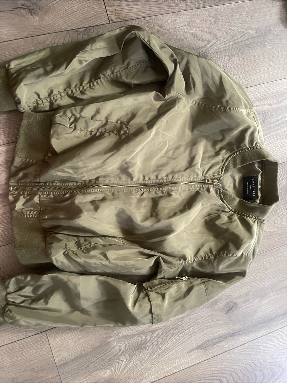 Love Tree Olive Bomber Jacket - Womens Lightweight Flight Jacket